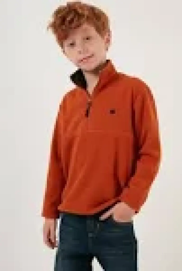 Lela Yumuşak Dokulu Fermuarlı Dik Yaka Şardonlu Kışlık Polar Unisex Çocuk Polar 5905002