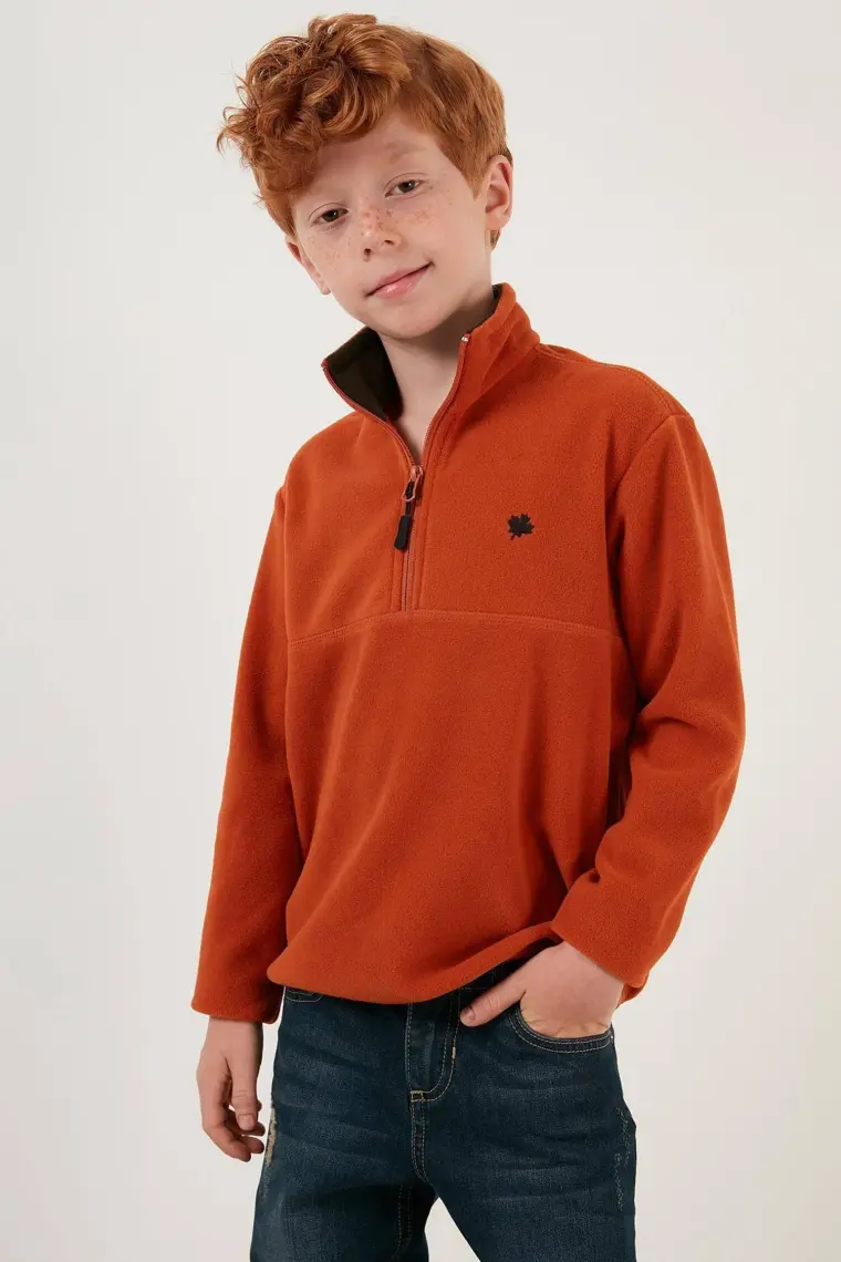 Lela Yumuşak Dokulu Fermuarlı Dik Yaka Şardonlu Kışlık Polar Unisex Çocuk Polar 5905002