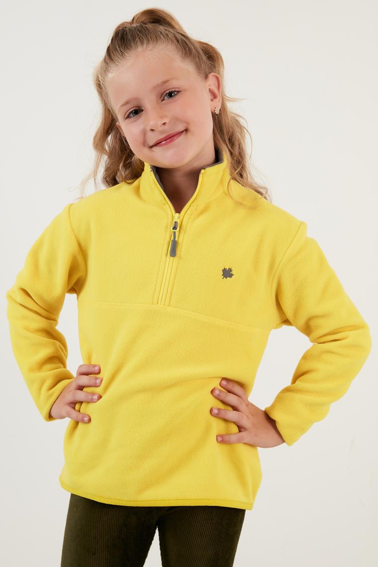 Lela Yumuşak Dokulu Fermuarlı Dik Yaka Şardonlu Kışlık Polar Unisex Çocuk Polar 5905002