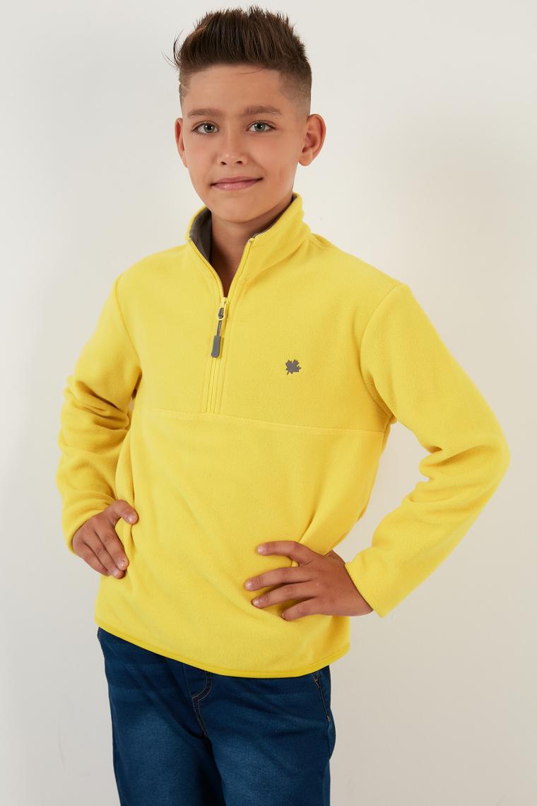 Lela Yumuşak Dokulu Fermuarlı Dik Yaka Şardonlu Kışlık Polar Unisex Çocuk Polar 5905002