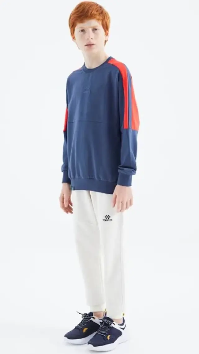 Tommy Life Gri Melanj Basic O Yaka Erkek Çocuk Sweatshirt - 11182