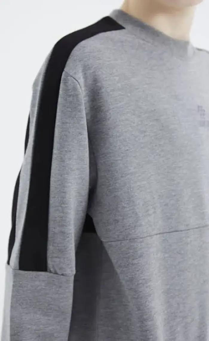 Tommy Life Gri Melanj Basic O Yaka Erkek Çocuk Sweatshirt - 11182
