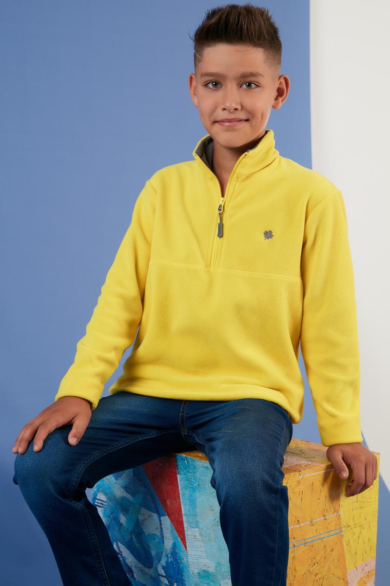 Lela Yumuşak Dokulu Fermuarlı Dik Yaka Şardonlu Kışlık Polar Unisex Çocuk Polar 5905002