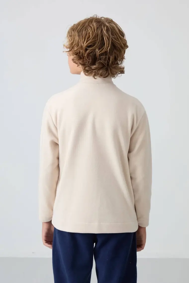 Erguvan Kalın Yumuşak Dokulu Standart Fit Nakışlı Polar Erkek Çocuk Sweatshirt - 11223