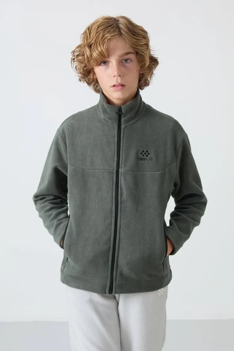 Erguvan Kalın Yumuşak Dokulu Standart Fit Nakışlı Polar Erkek Çocuk Sweatshirt - 11223