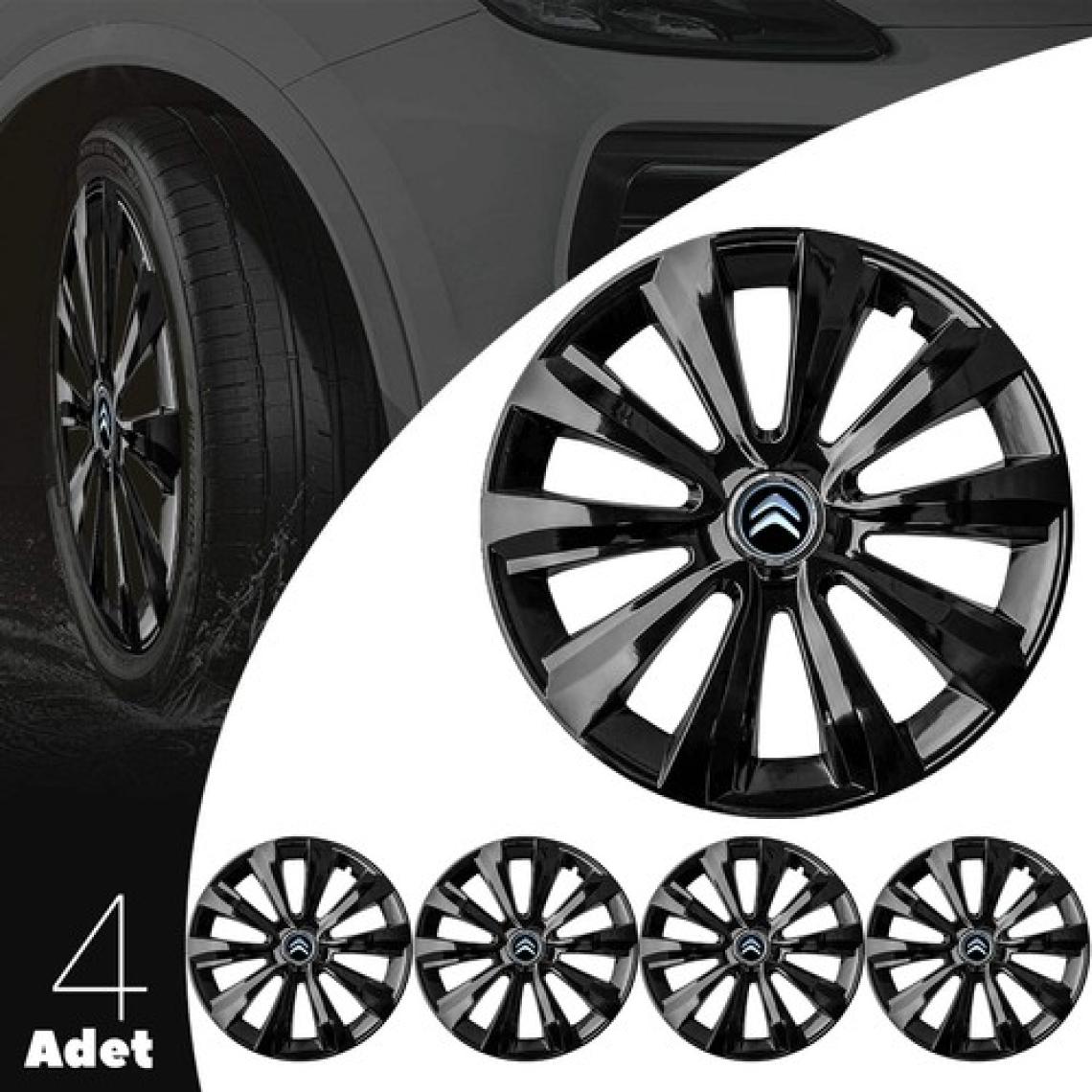 PackGar Citroen Berlingo 16 Inç Uyumlu Jant Kapağı Amblemli Piano Black 4'lü Takım 214