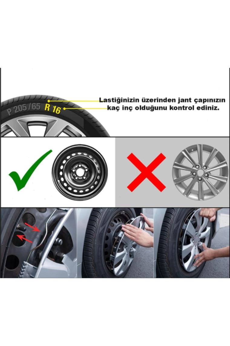 HMNL Fiat Egea 15'' Inç Piano Black Kapağı 4'lü Çelik Jant Görünümlü
