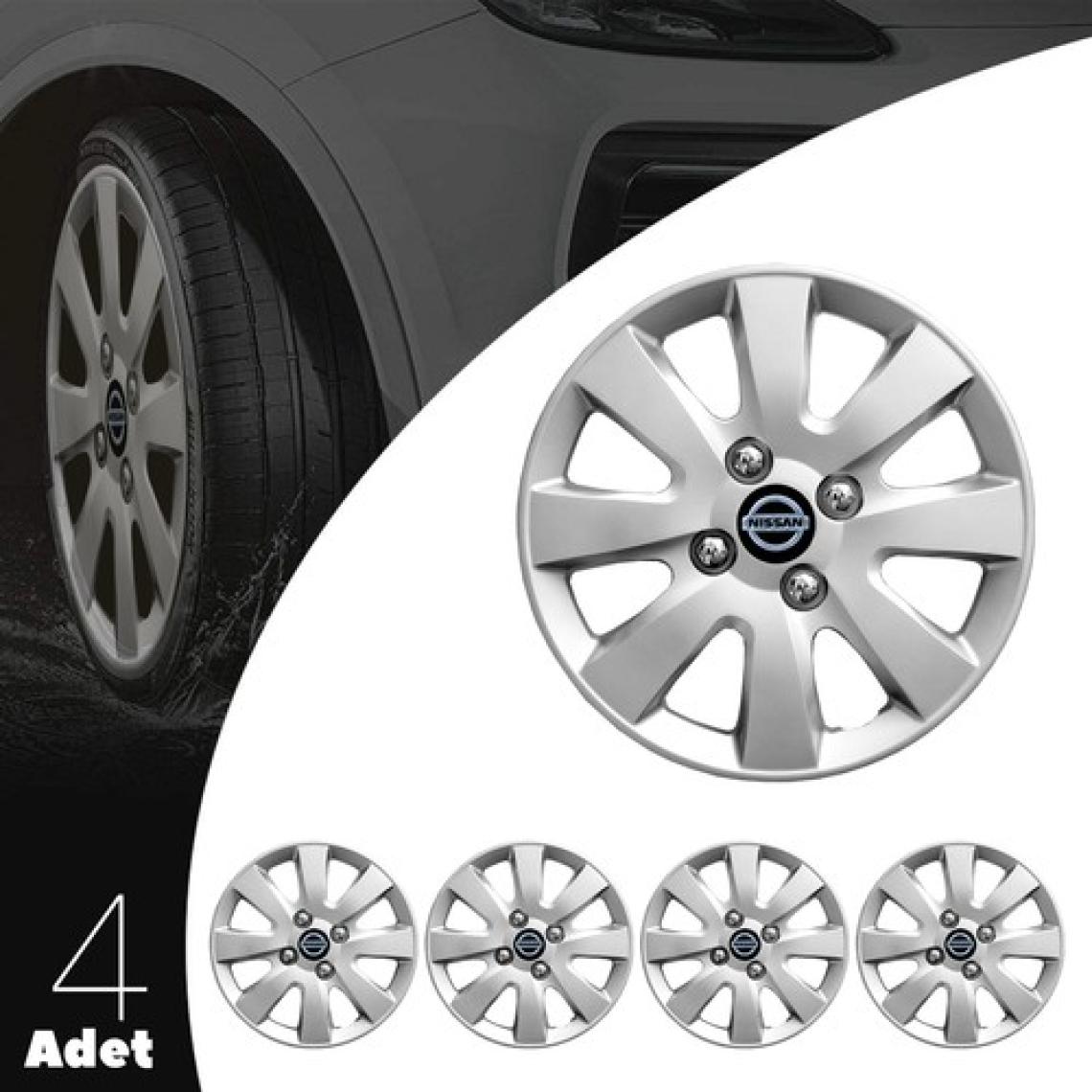 PackGar Nissan Almera 15 Inç Jant Kapağı Amblemli Gri 4 Adet 1 Takım 127