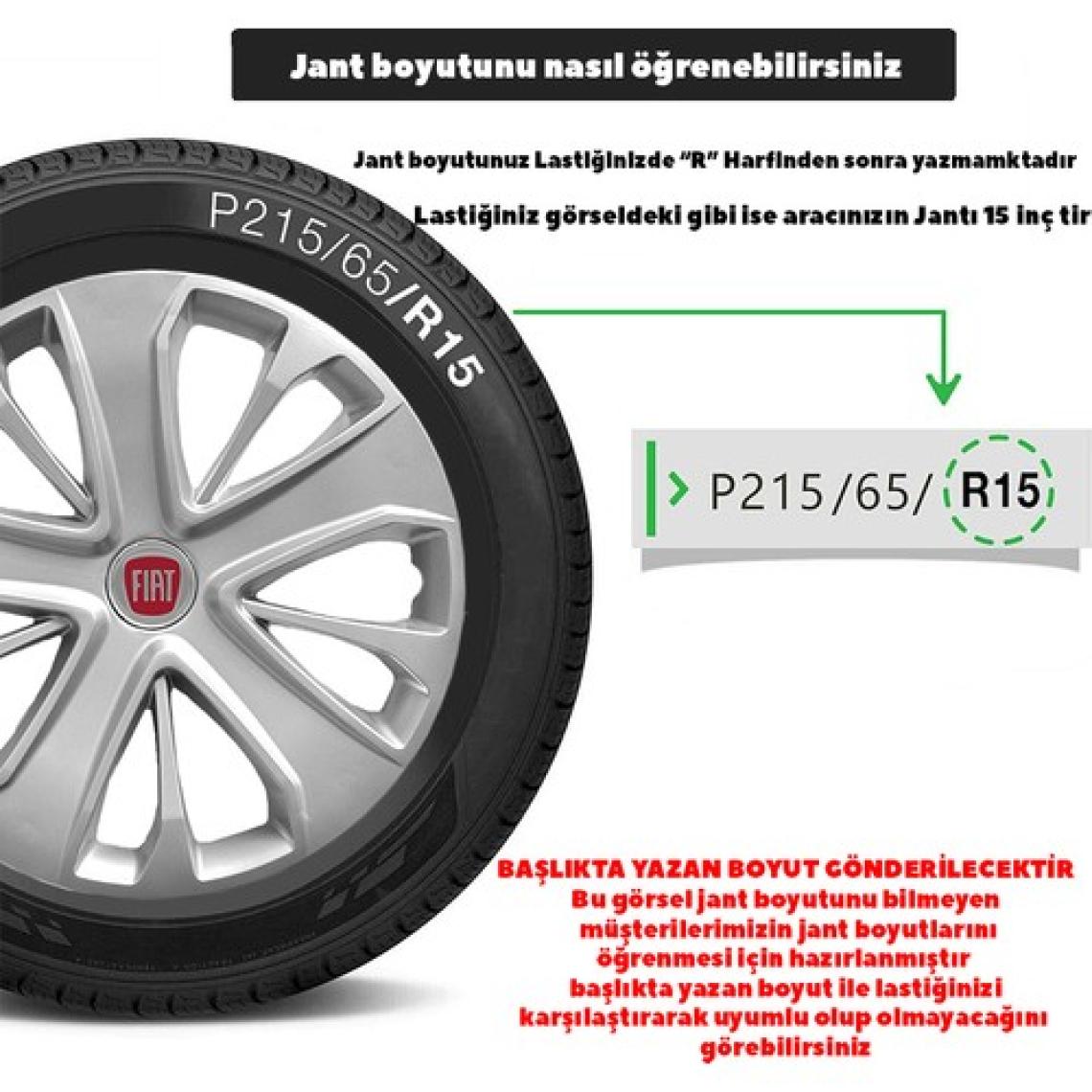 PackGar Fiat Egea 15 Inç Uyumlu Jant Kapağı Amblemli Gri 4'lü Takım 138
