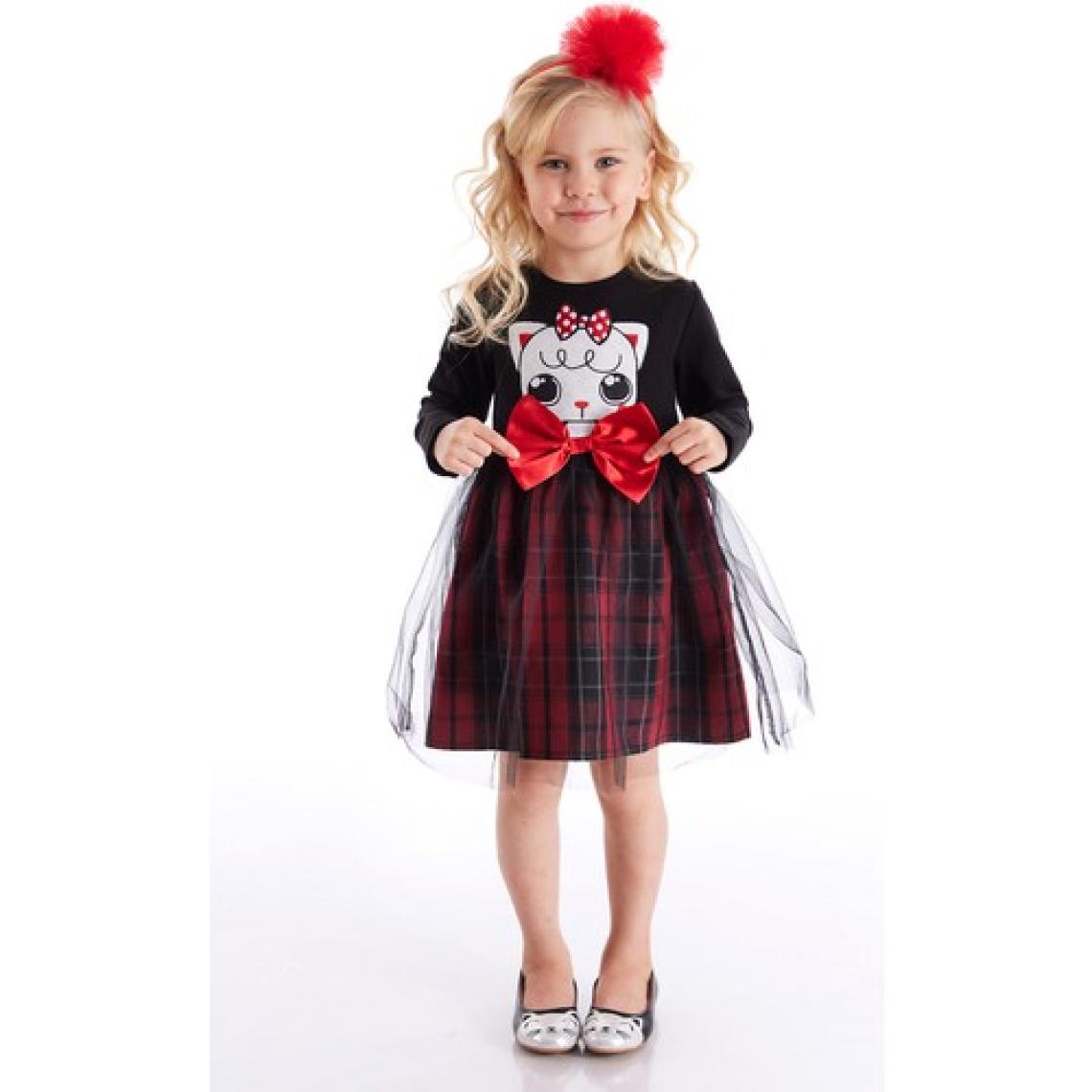 Denokids Kokoş Kedicik Kız Çocuk Elbise