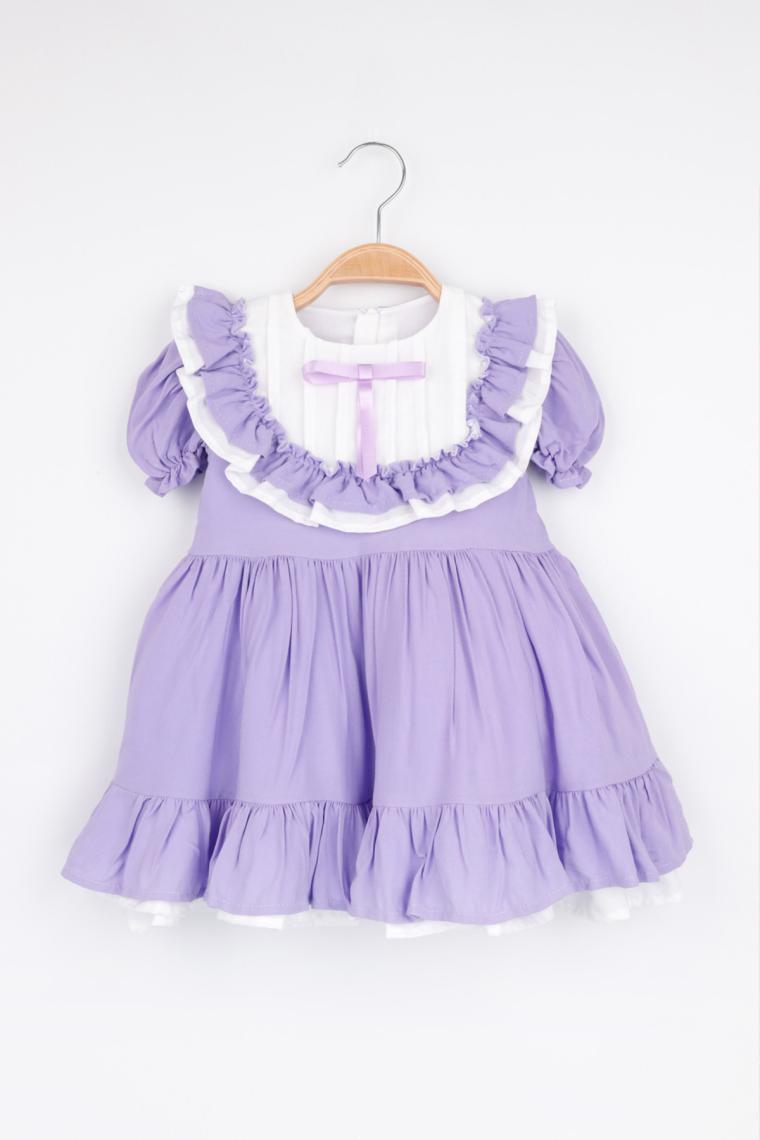 Le Mabelle Lila Vintage Kısa Kollu Kız Çocuk Elbise - Mila