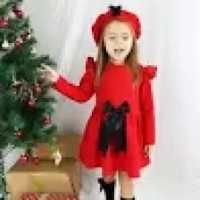 Parla Kids Kız Çocuk Kırmızı Sofia Pamuklu Fiyonk Detaylı Elbise Kep Abiye Takım