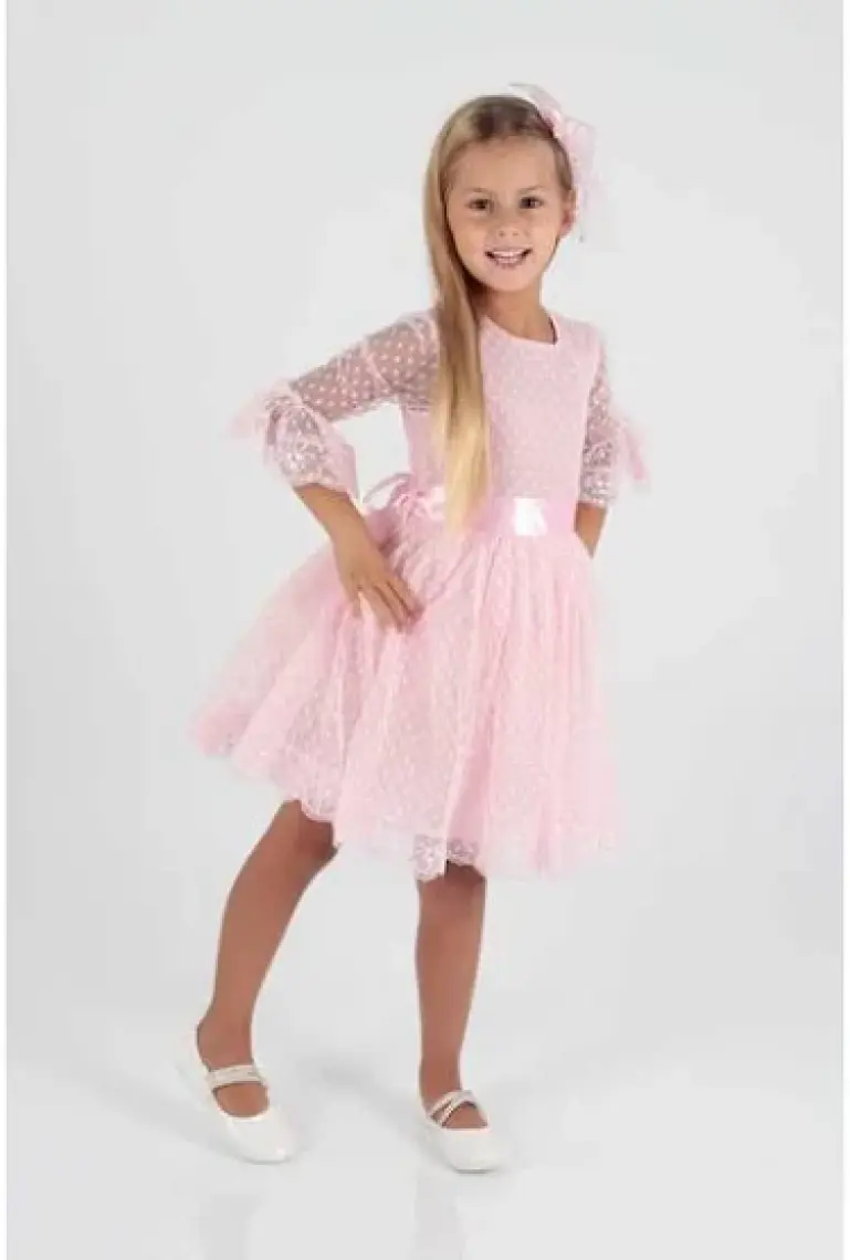 Ahenk Kids AHENGİM KIZ ÇOCUK ELBİSE KIZ ÇOCUK TOKALI ELBİSE KIZ ELBİSE TÜL DANTEL ELBİSE AK2209