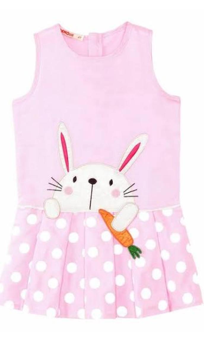 Denokids Havuç Delisi Kız Çocuk Pembe Elbise