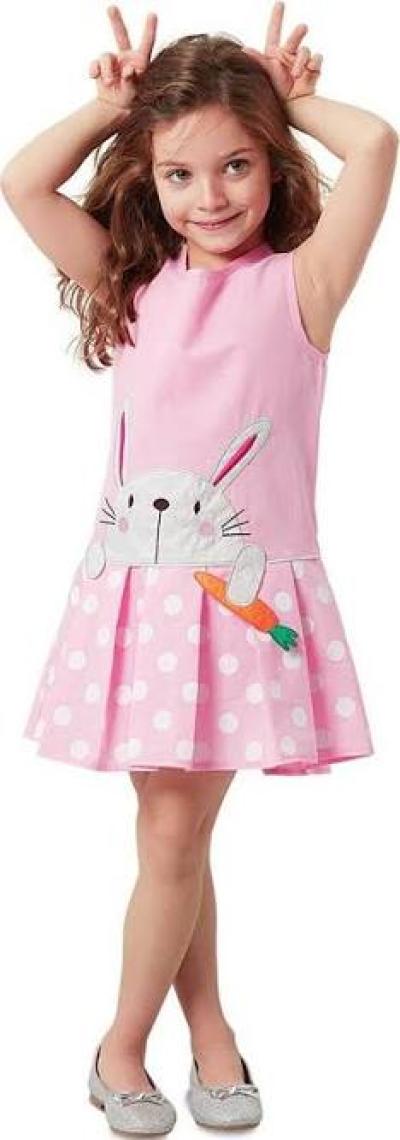 Denokids Havuç Delisi Kız Çocuk Pembe Elbise