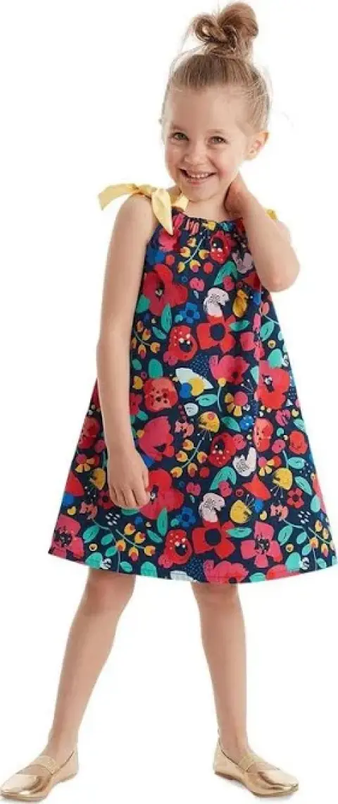 Denokids Bahar Çiçekli Kız Çocuk Elbise