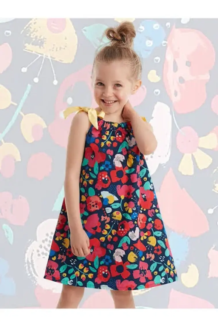 Denokids Bahar Çiçekli Kız Çocuk Elbise