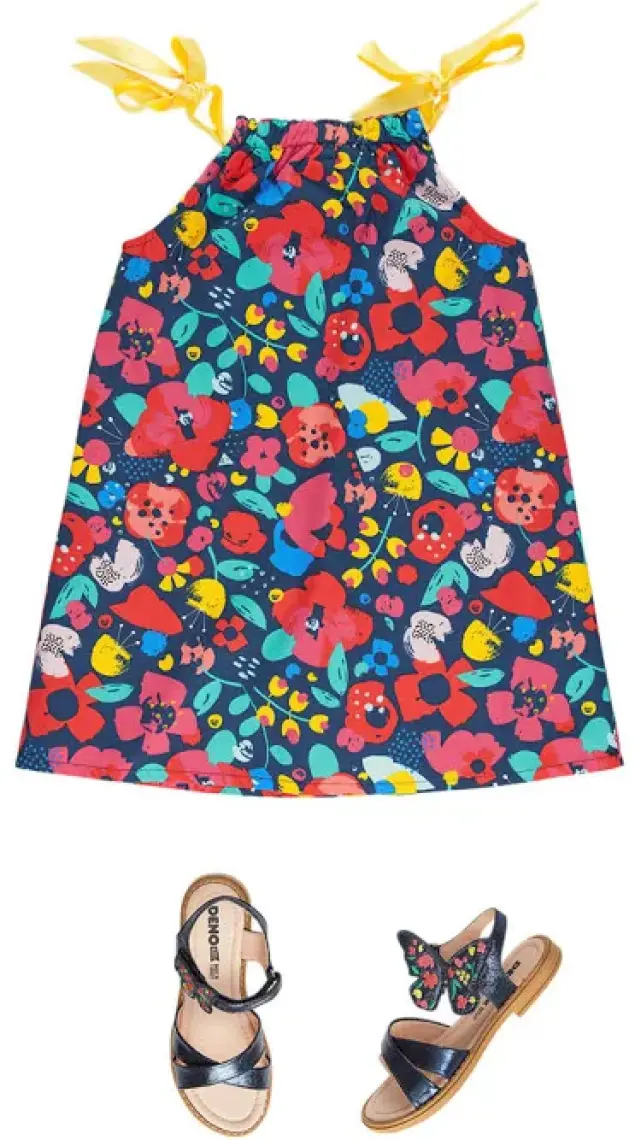 Denokids Bahar Çiçekli Kız Çocuk Elbise