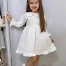 Le Mabelle Beyaz Uzun Kollu Fisto Yaka Detaylı Kız Çocuk Elbise - Jesicca