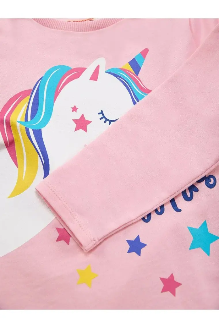 Denokids Unicorn Magic Kız Çocuk Pembe Elbise