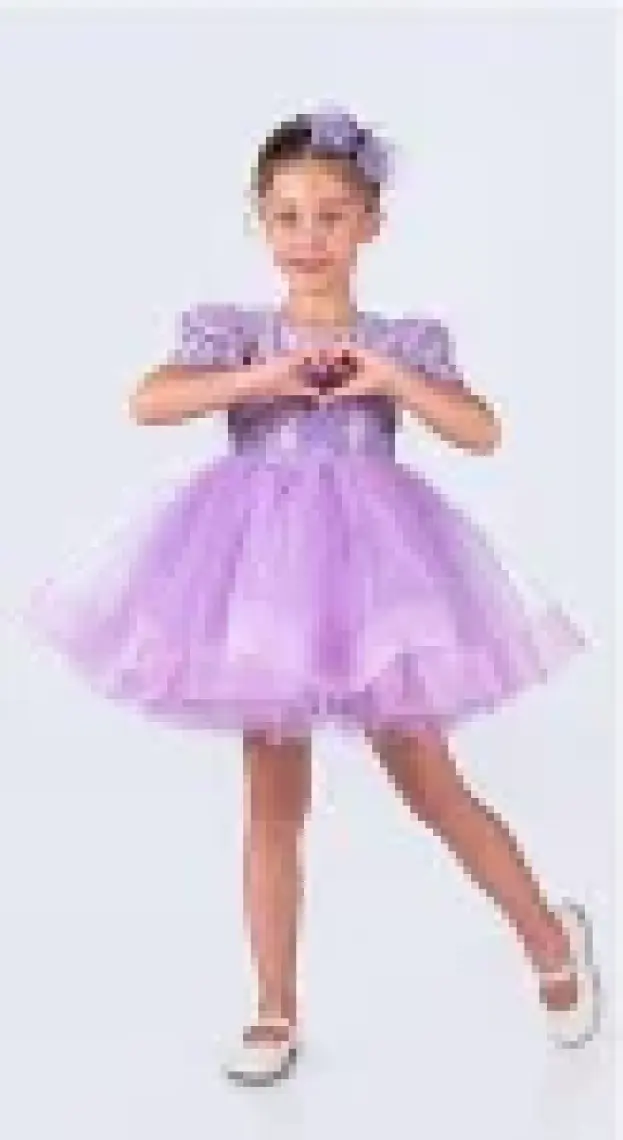 Mnk Baby & Kids Tütü Gren Etekli Kız Çocuk Pul Payetli Kısa Kol Kikidi Elbise MNK0601