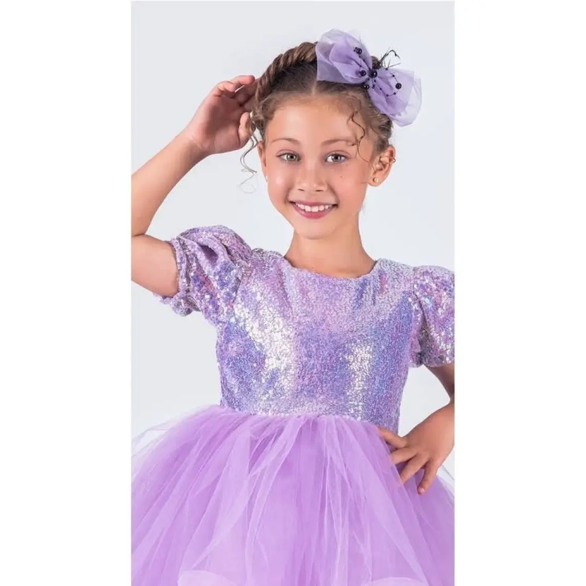 Mnk Baby & Kids Tütü Gren Etekli Kız Çocuk Pul Payetli Kısa Kol Kikidi Elbise MNK0601