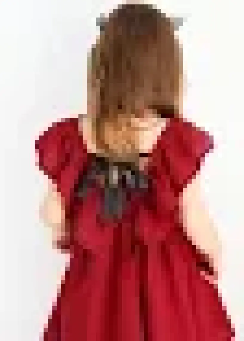 Parla Kids Kız Çocuk Bordo Cherry Fiyonklu Fırfırlı Keten Elbise Toka Takım