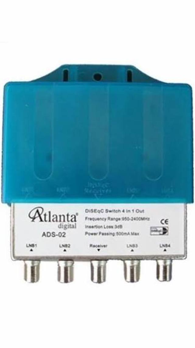 Atlanta ADS-02 1x4 1/4 DiSEqC Switch (Kapaklı Korumalı)