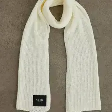 Ekru Düz Örgülü Triko Atkı