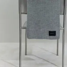 Gri Düz Örgülü Triko Atkı