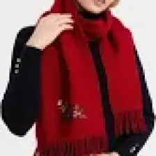 Desen Triko Kadın Işlemeli Yün Atkı K.kırmızı