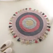 Laura Yuvarlak Banyo Paspası %100 Pamuk 100x100 Pembe