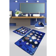 Chilai Home Sea Shell 2 Li Set Banyo Halısı Paspas Yıkanabilir Kaymaz Taban Klozet Takımı Djt