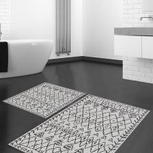 Dekoratif Kaymaz Tabanlı Ince Modern Yıkanabilir 2 Li Banyo Paspas Takımı / 40x60 Cm & 50x80 Cm
