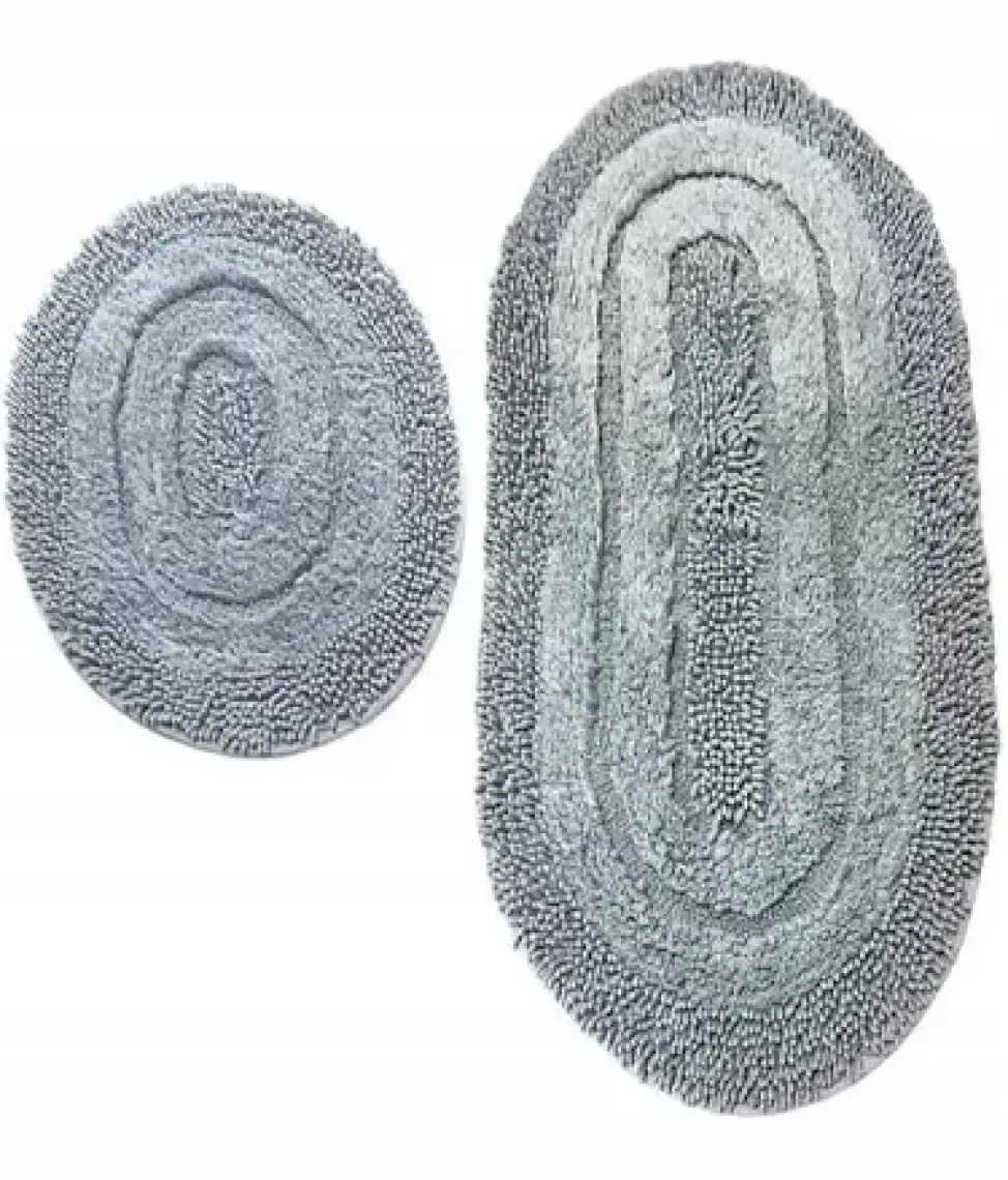 Chilai Home Macoroni Gri 2 Li Set Cotton Banyo Halısı
