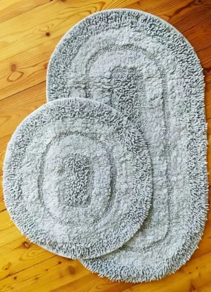 Chilai Home Macoroni Gri 2 Li Set Cotton Banyo Halısı