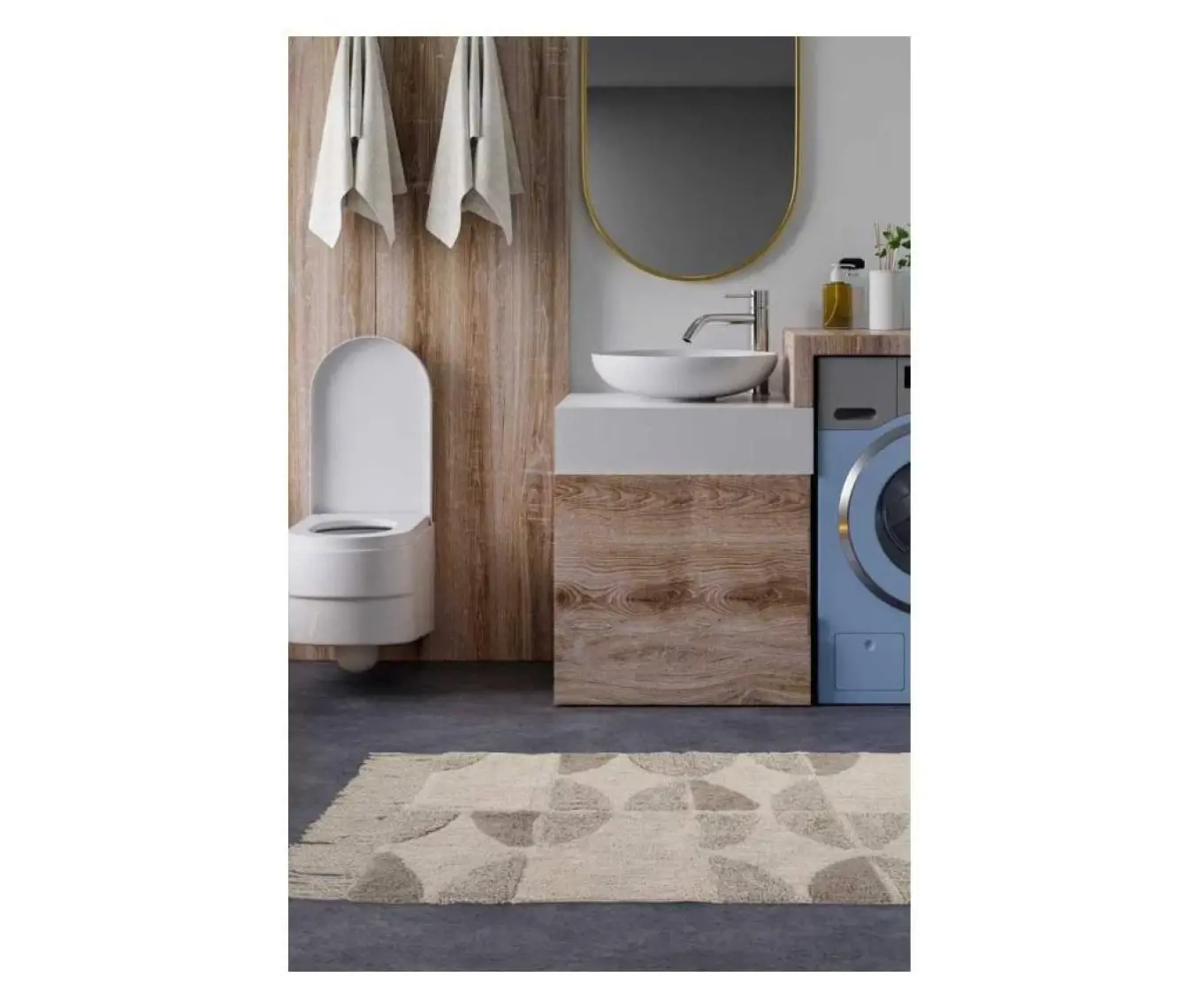 Irya Brook Tekli Banyo Paspası %100 Pamuk 70x110 Bej