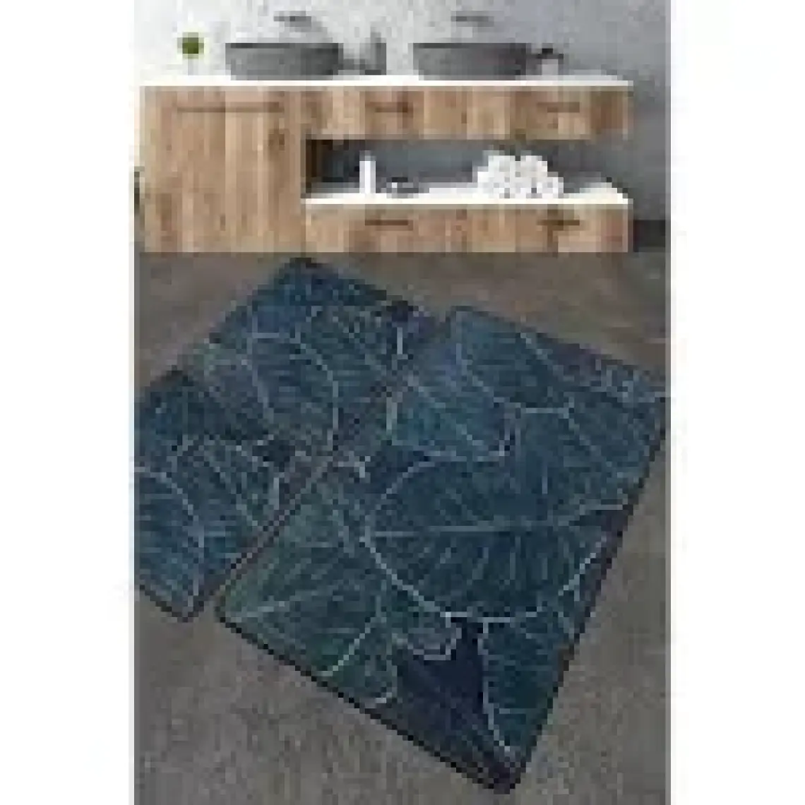 Chilai Home Zeleno Banyo Halısı Djt 3 Lü Set Banyo Halısı Paspas Yıkanabilir Kaymaz