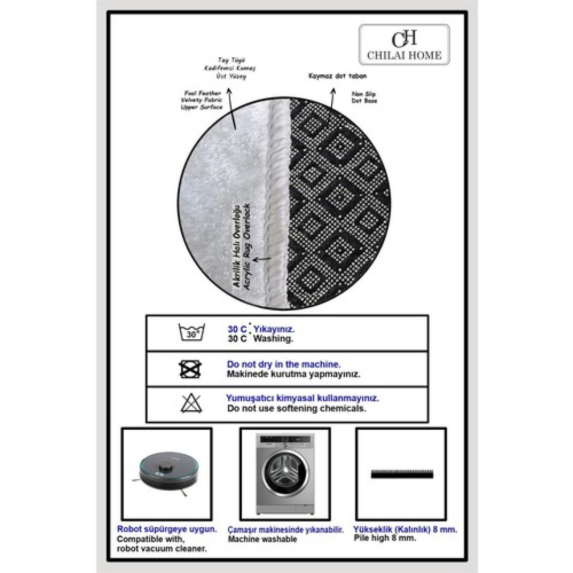 Chilai Home Corte 2 Li Set Banyo Halısı Djtyıkanabilir Kaymaz Taban  Paspas Klozet Takımı