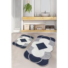 Chilai Home Corte 2 Li Set Banyo Halısı Djtyıkanabilir Kaymaz Taban  Paspas Klozet Takımı