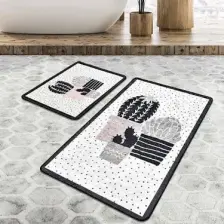 Three Cactus 2'li Set Banyo Paspası Kaymaz Tabanlı Klozet Takımı Djtbanyo