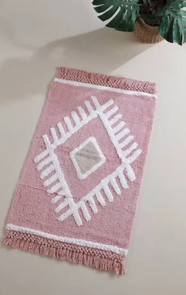 Nell Tekli Banyo Paspası %100 Pamuk 60x90 Pembe