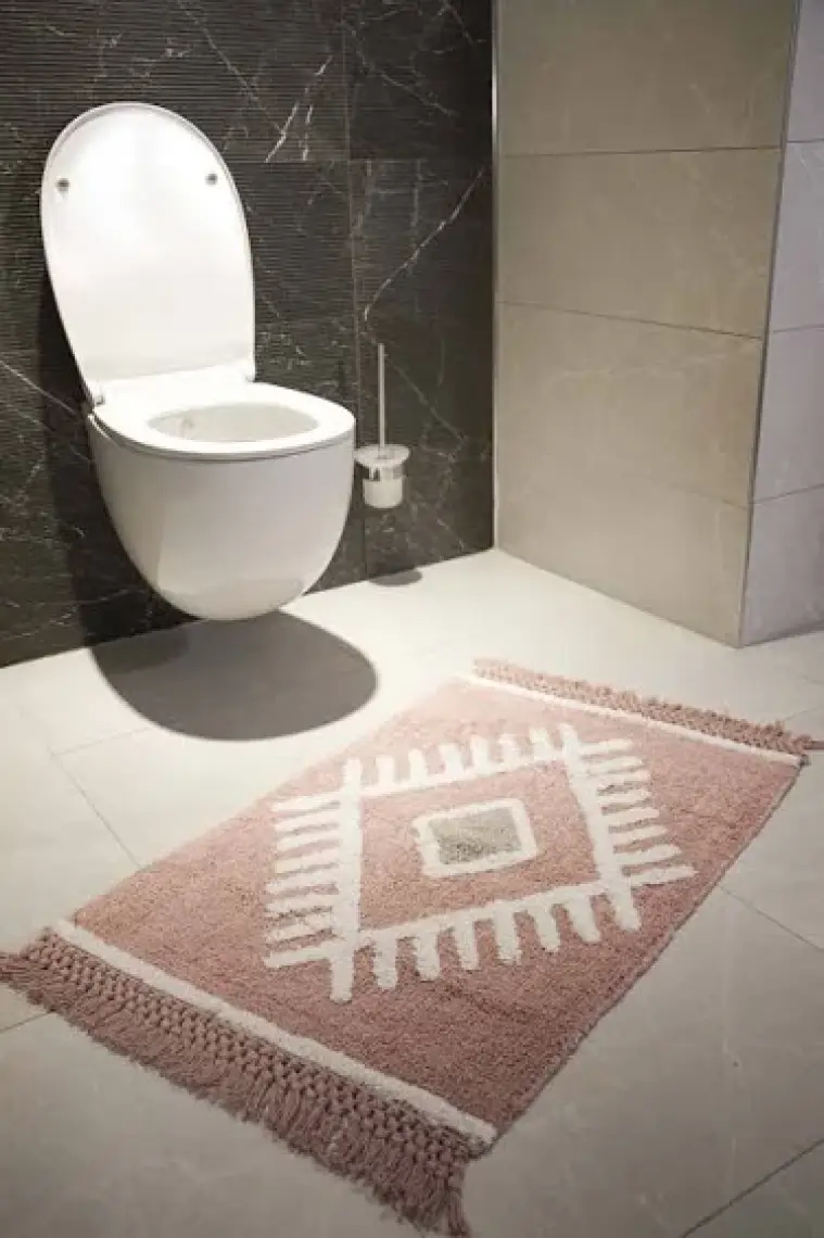 Nell Tekli Banyo Paspası %100 Pamuk 60x90 Pembe