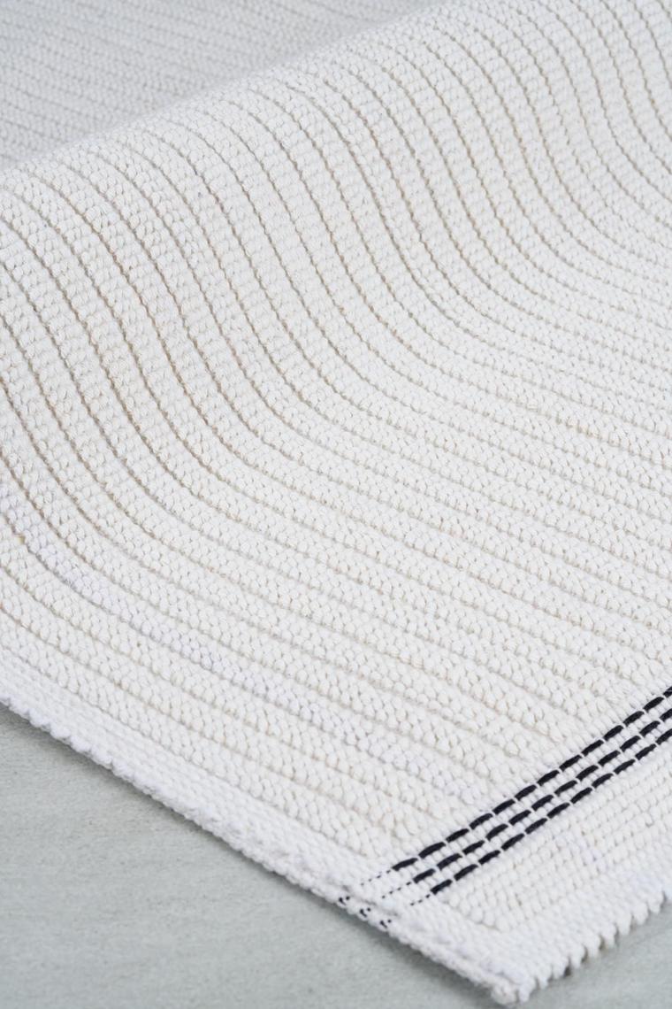 Nice Doğal Pamuklu 2'li Banyo Paspas Seti 60x100 50x60 Cm - Ekru/siyah