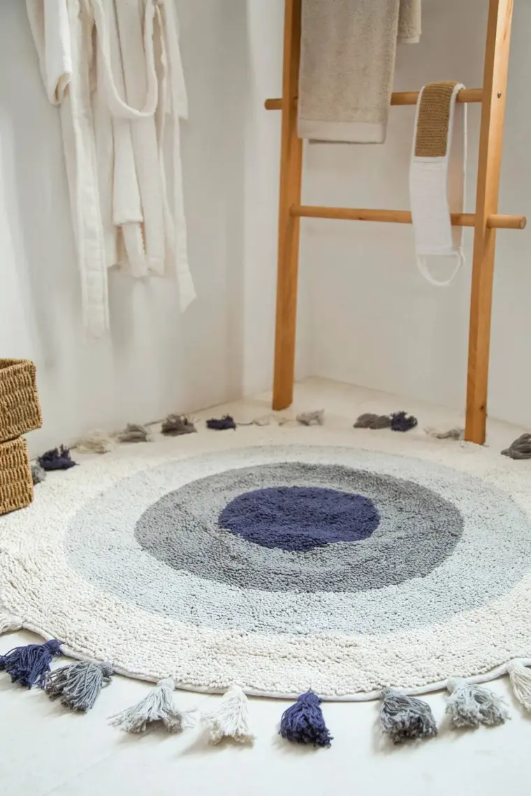 Irya Laura Yuvarlak Banyo Paspası %100 Pamuk 100x100 Ekru