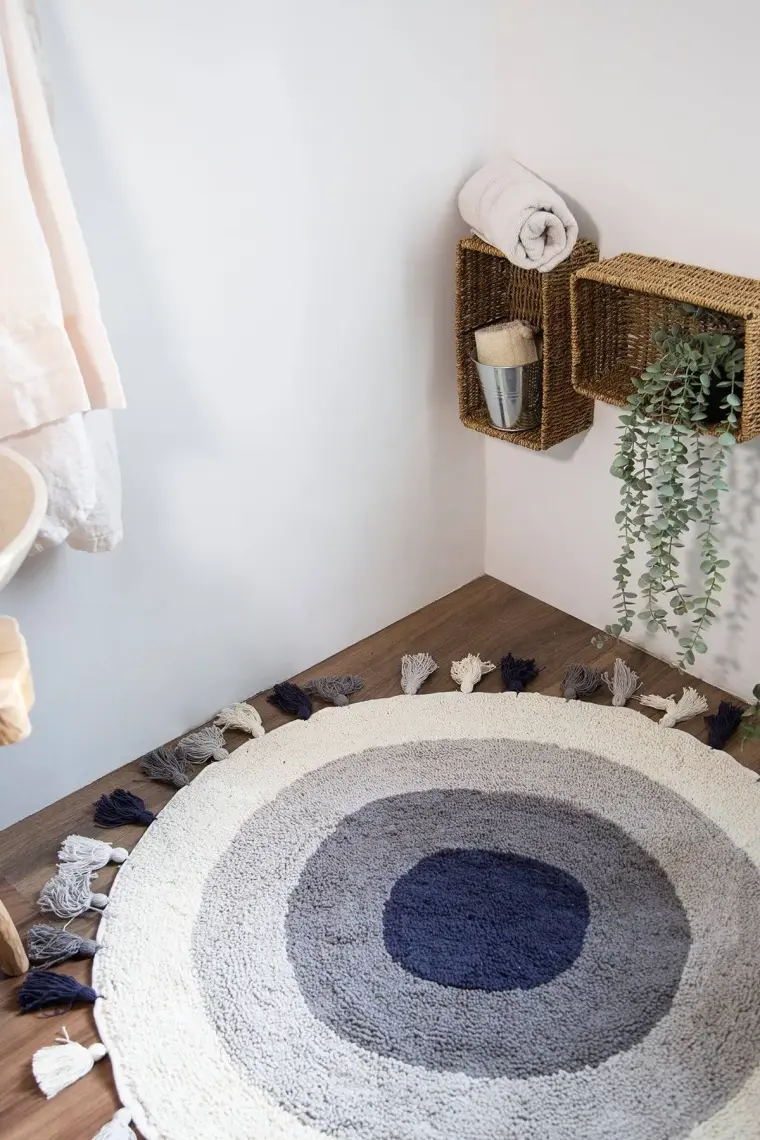 Irya Laura Yuvarlak Banyo Paspası %100 Pamuk 100x100 Ekru