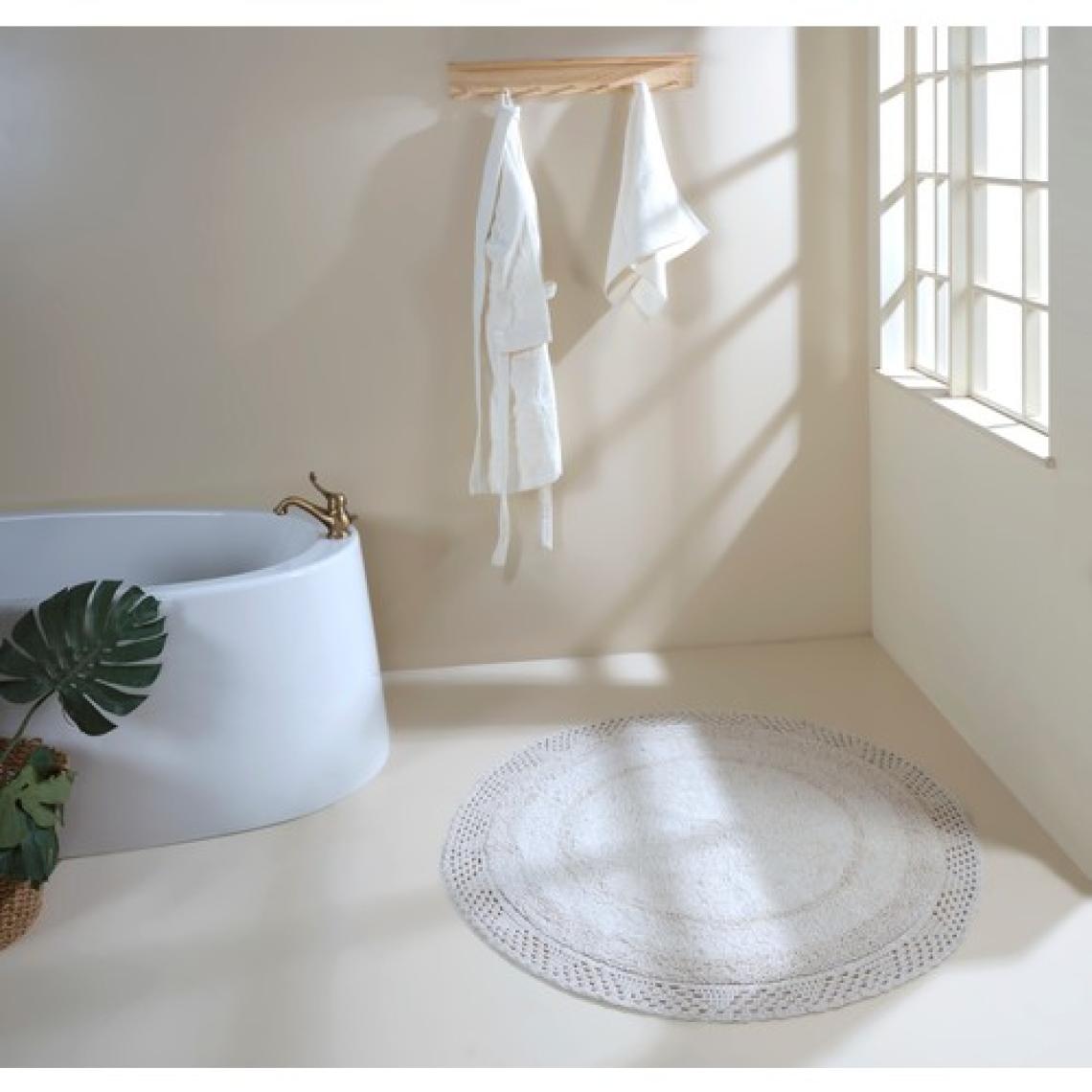 Irya Moon Yuvarlak Banyo Paspası %100 Pamuk 120x120 Ekru