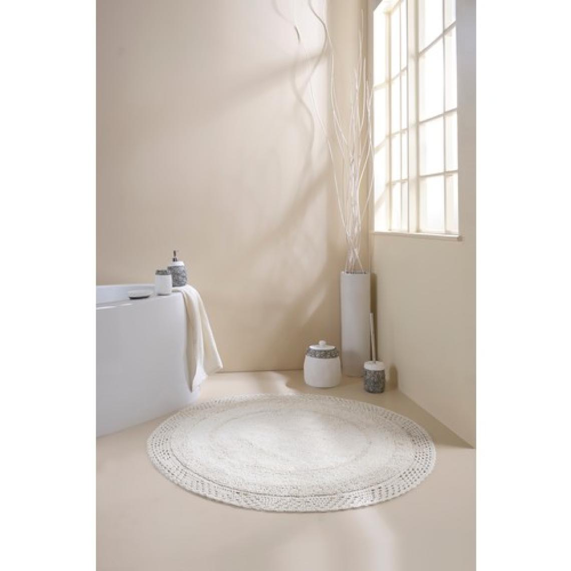 Irya Moon Yuvarlak Banyo Paspası %100 Pamuk 120x120 Ekru