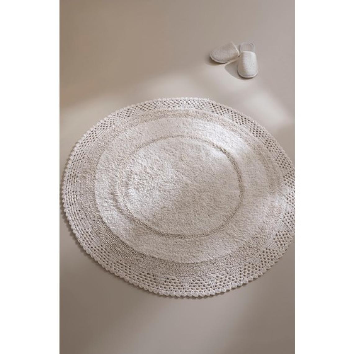 Irya Moon Yuvarlak Banyo Paspası %100 Pamuk 120x120 Ekru
