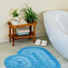 Makaroni Doğal Pamuklu 2'li Banyo Paspas Seti 60x100+50x60 Cm - Havacı Mavi